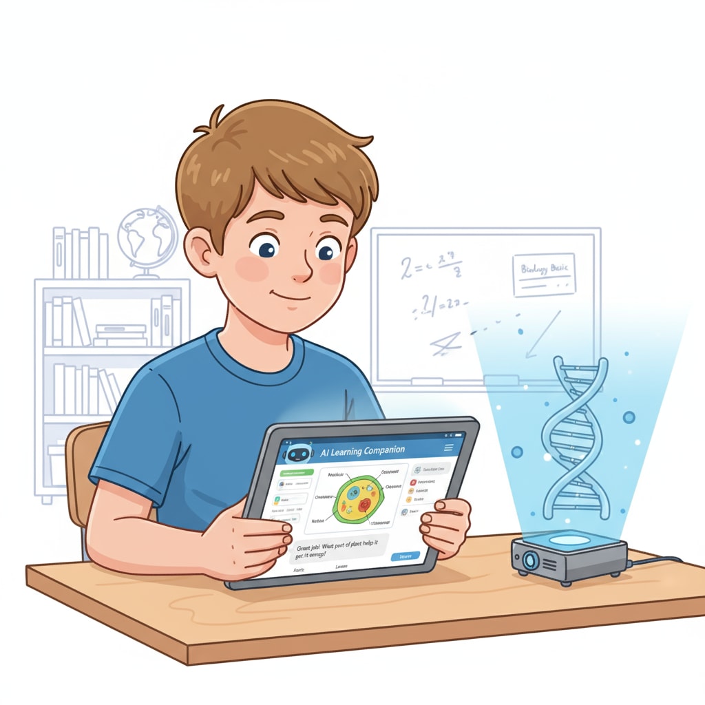 A child using an AI education system in line with artificial intelligence in education, Derek Li, and machine learning concepts