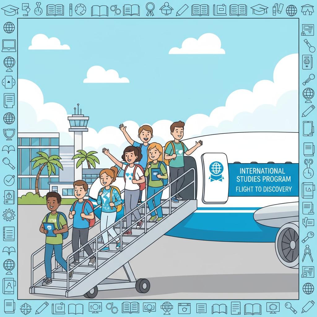 Students boarding a plane for an overseas travel organized by a tour company