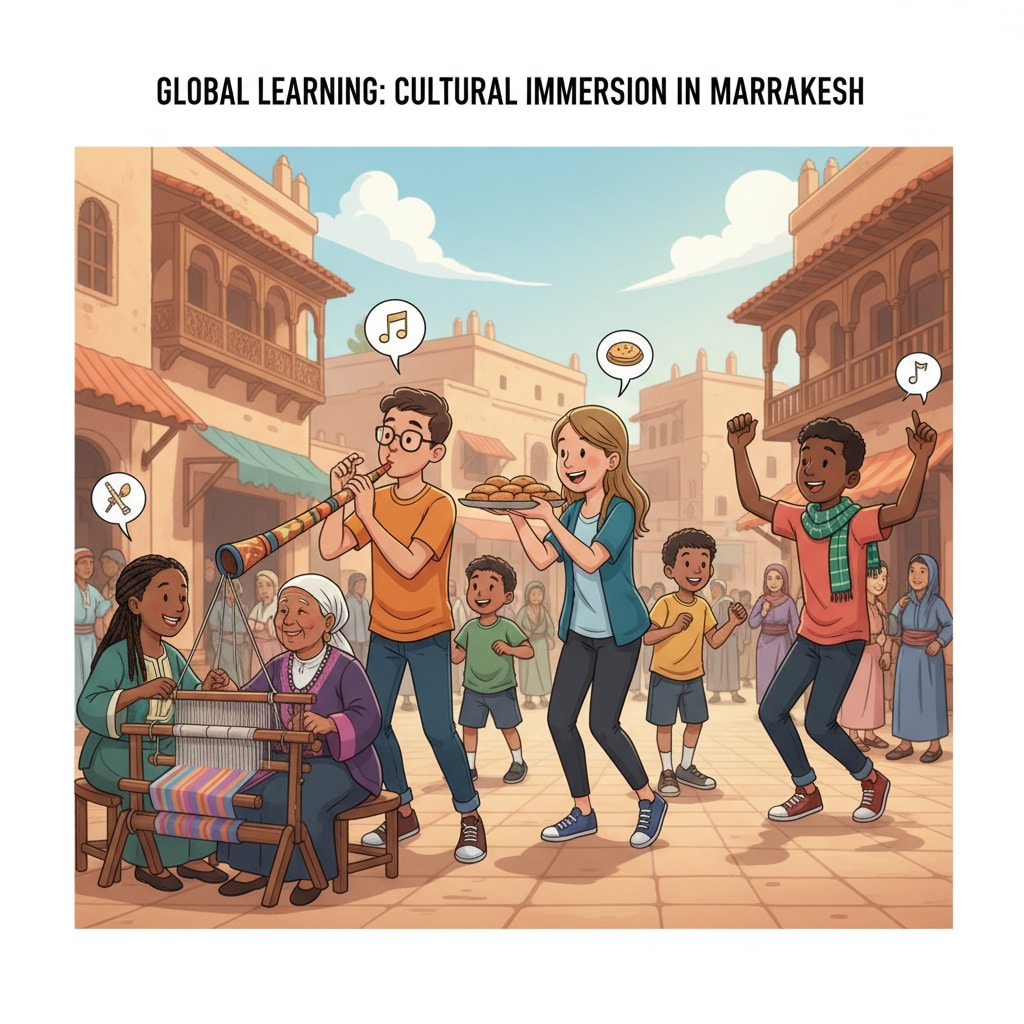 Students participating in a cultural activity during an overseas trip arranged by a tour company
