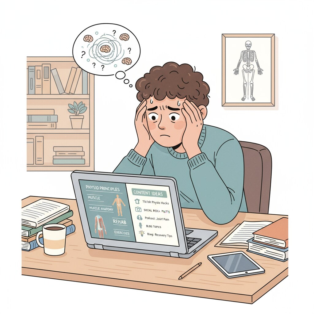 A young person facing career disorientation between physiotherapy and content creation