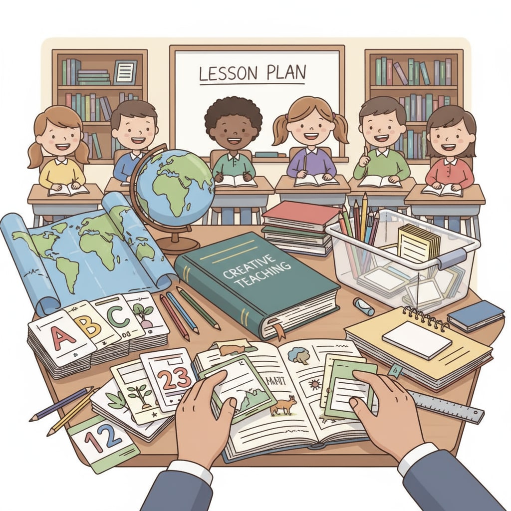 Teachers preparing teaching materials related to teaching working conditions