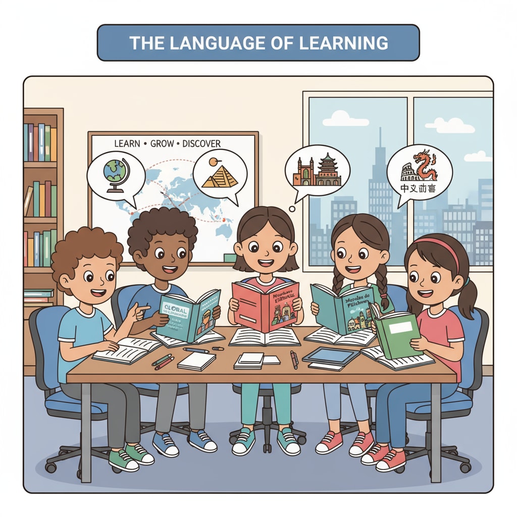Students engaged in language learning to explore knowledge and cultural horizons