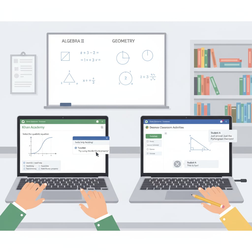 High school students using online learning resources for math study related to standardized tests
