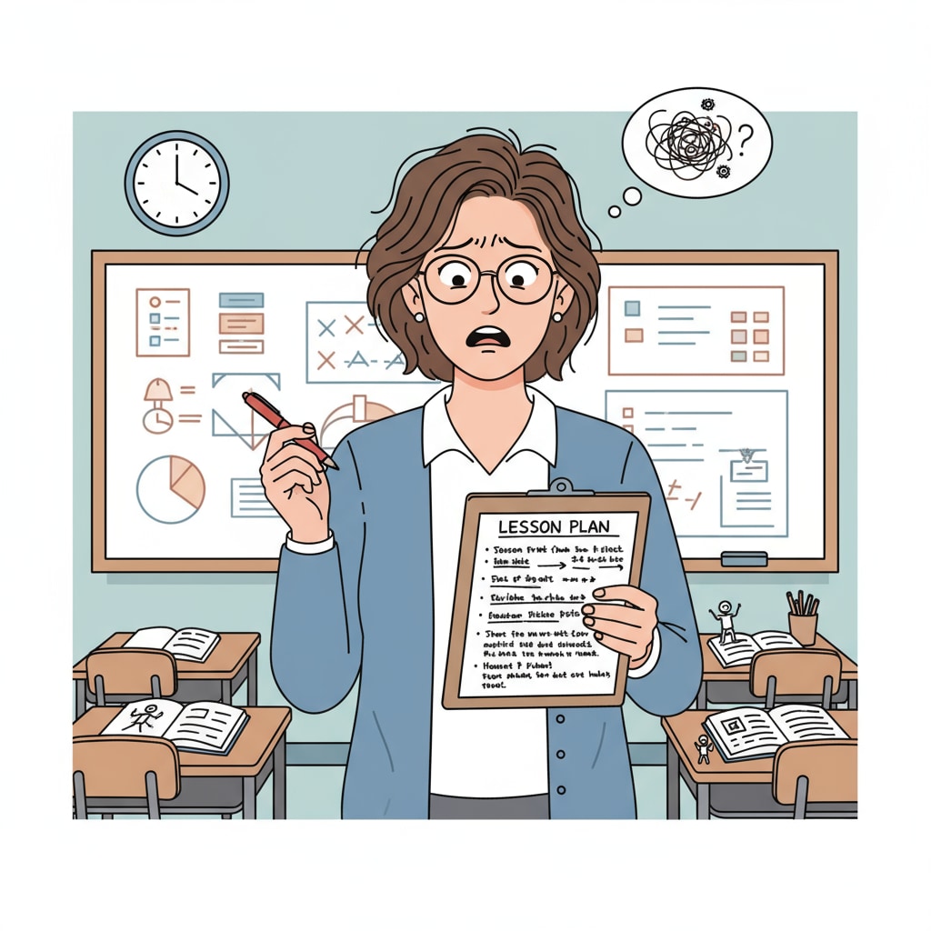 A stressed teacher under micro management in a classroom