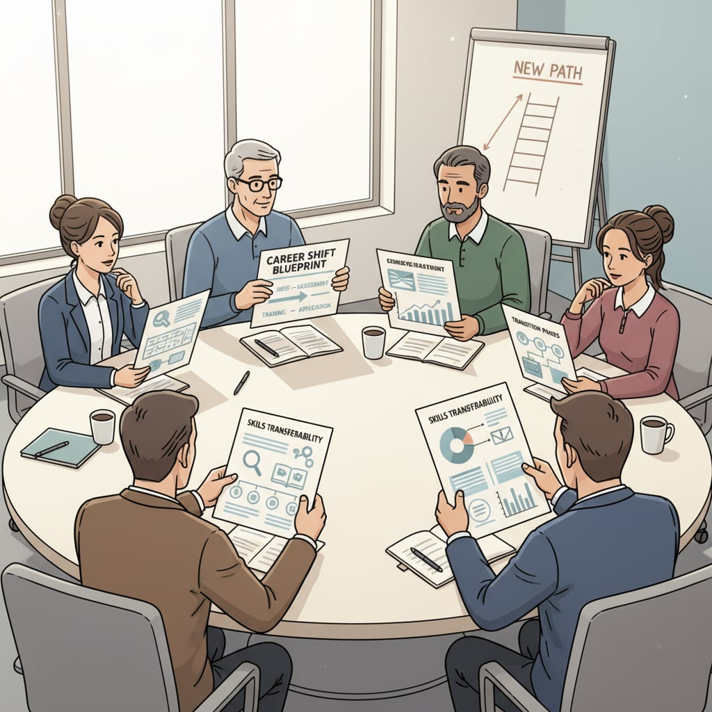 A group discussing career transitions related to nursing, master's degree, and career change