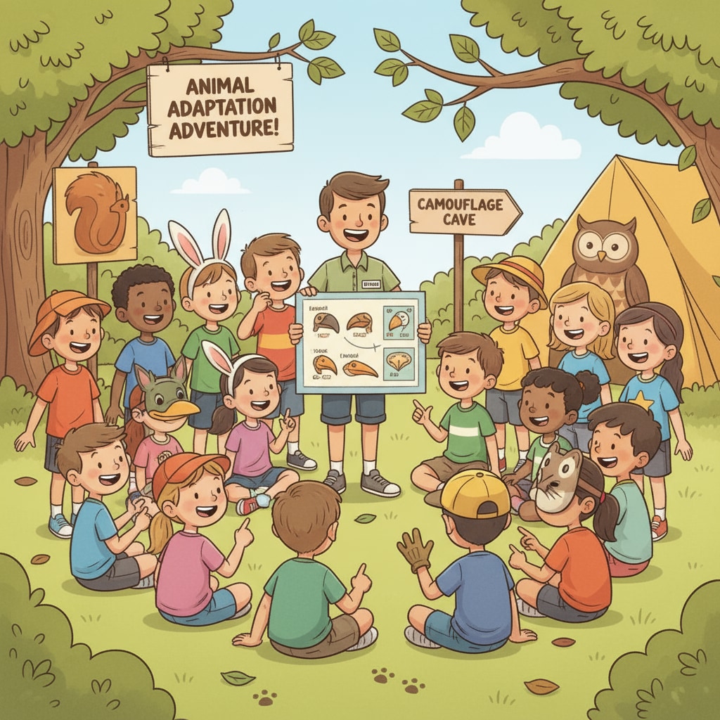 Children excited about an animal adaptation themed day camp