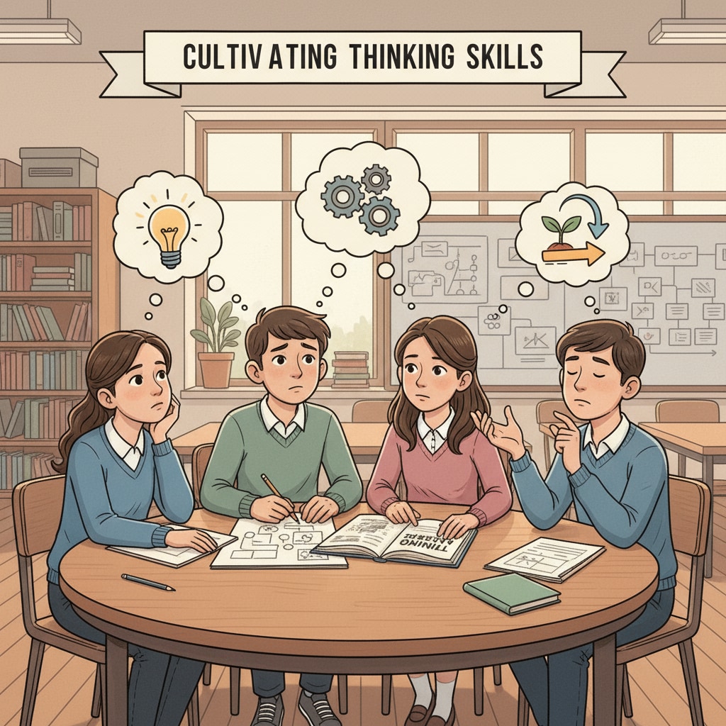Students in a classroom, demonstrating thinking skills, concentration, and cognitive function.