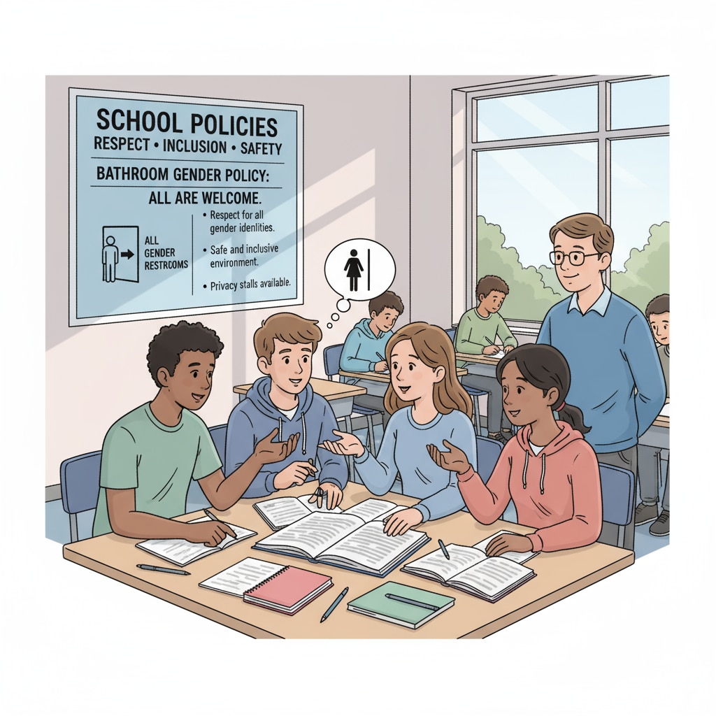 Classroom scene in Fairfax County school related to the discussion of bathroom gender policy