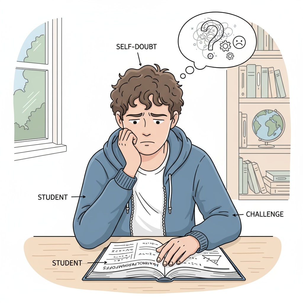 A teenager showing signs of self-doubt during the learning process.