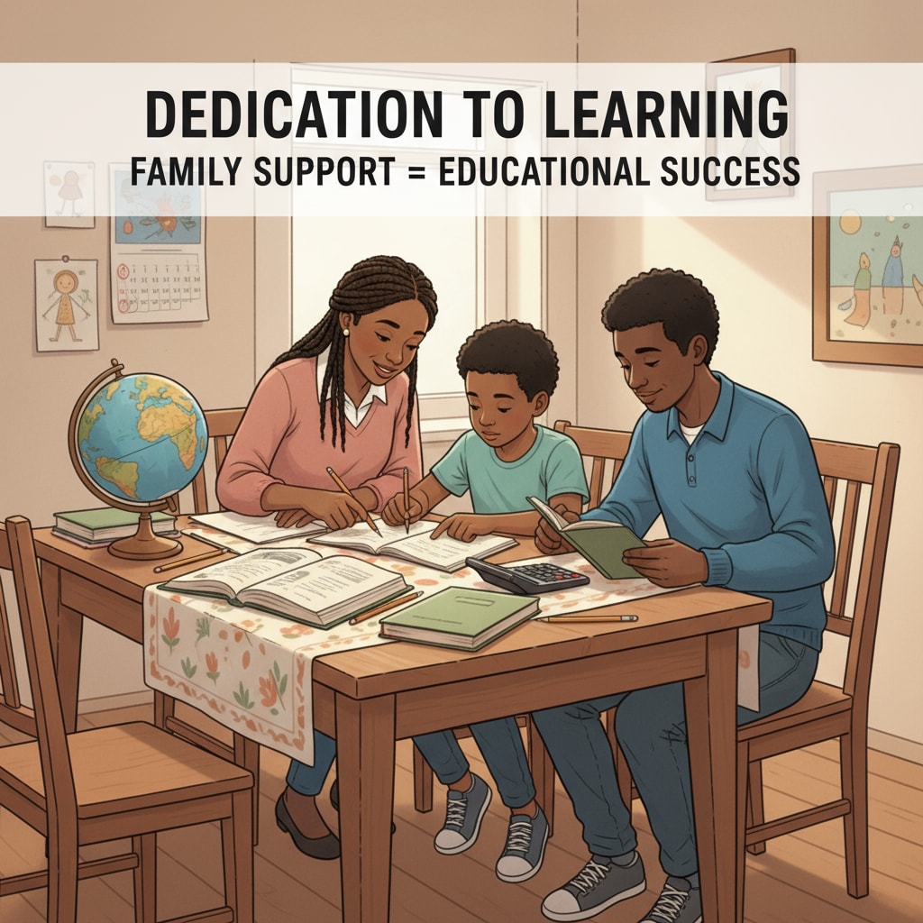 A low-income family engaged in educational activities together