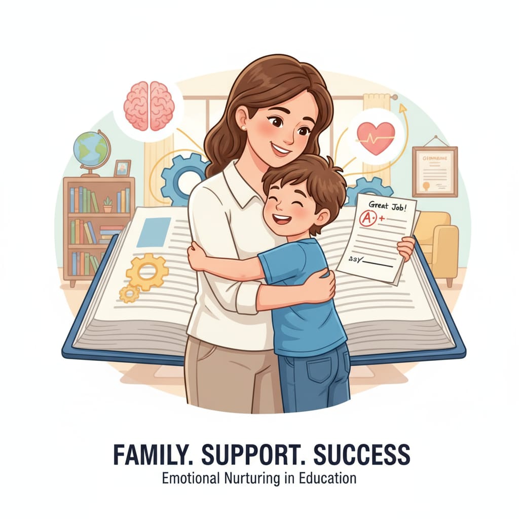 A parent providing emotional support after a child's academic achievement
