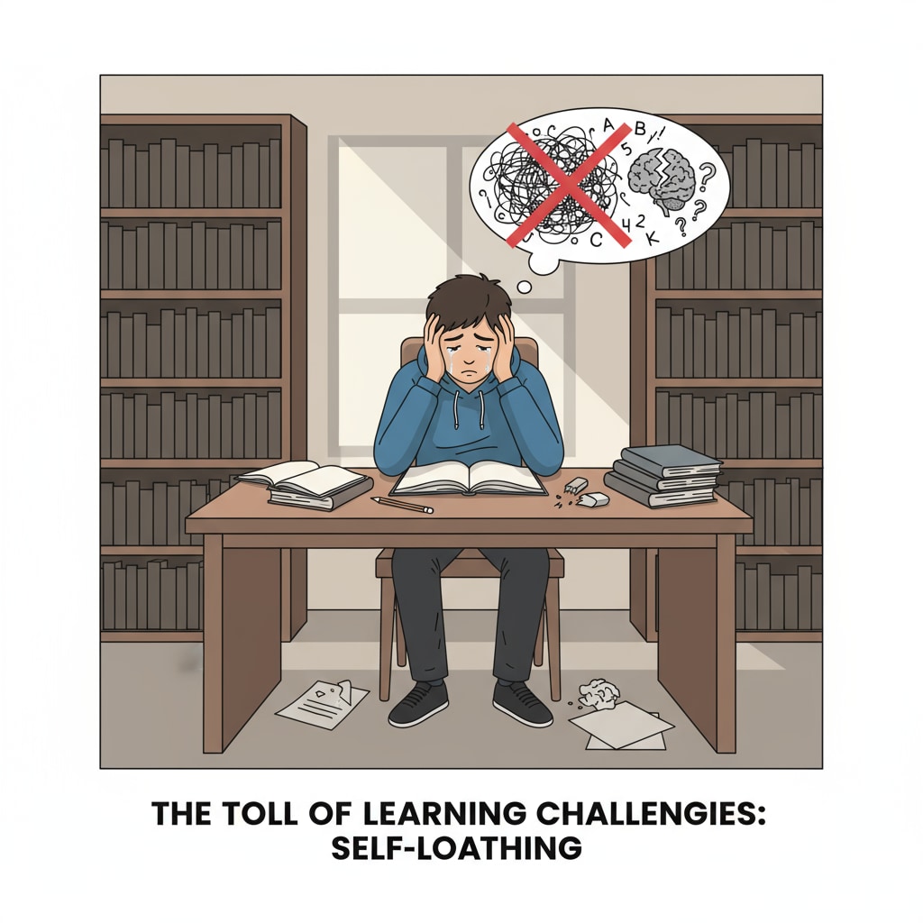 A student showing self-loathing due to learning difficulties