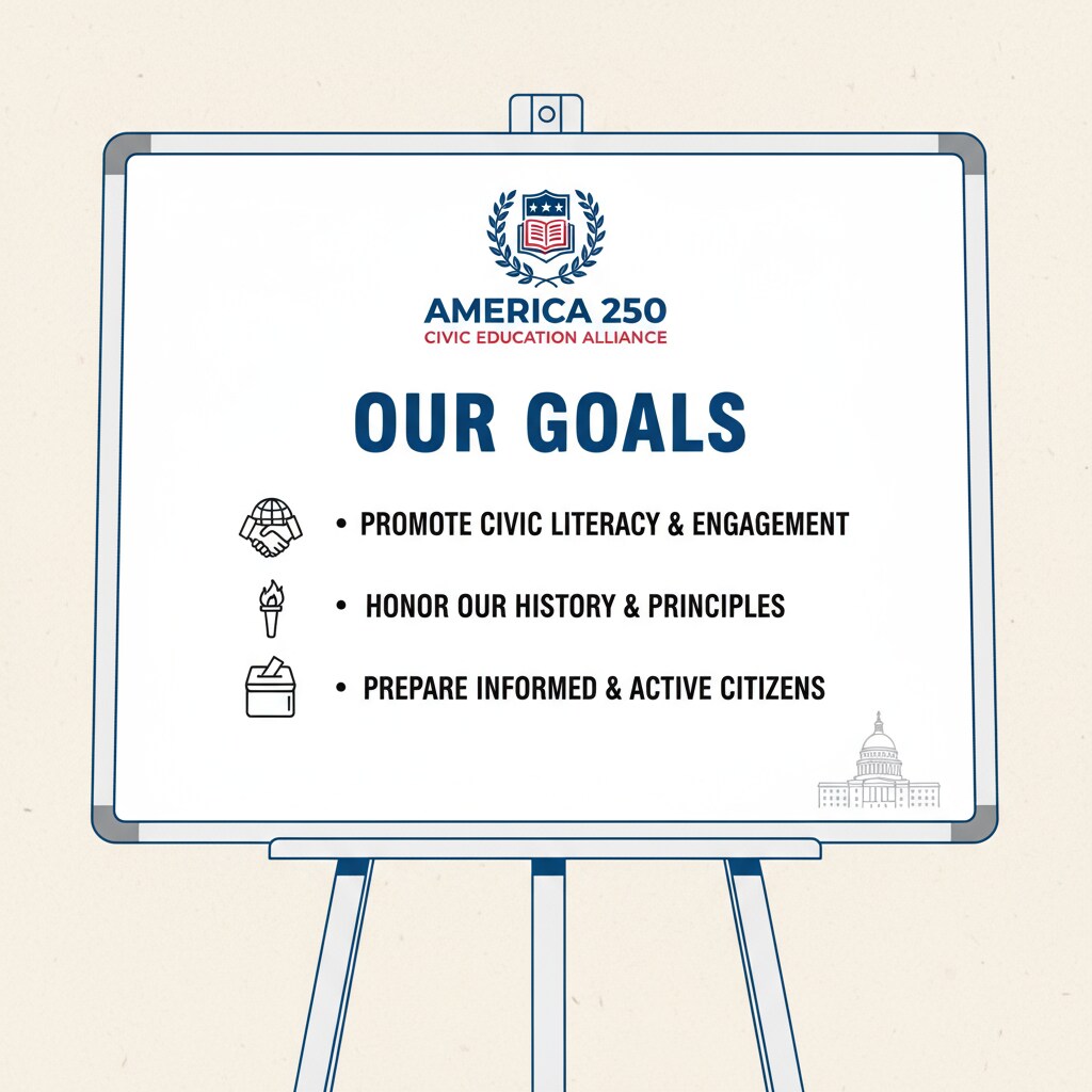 The logo of the America 250 Civic Education Alliance board