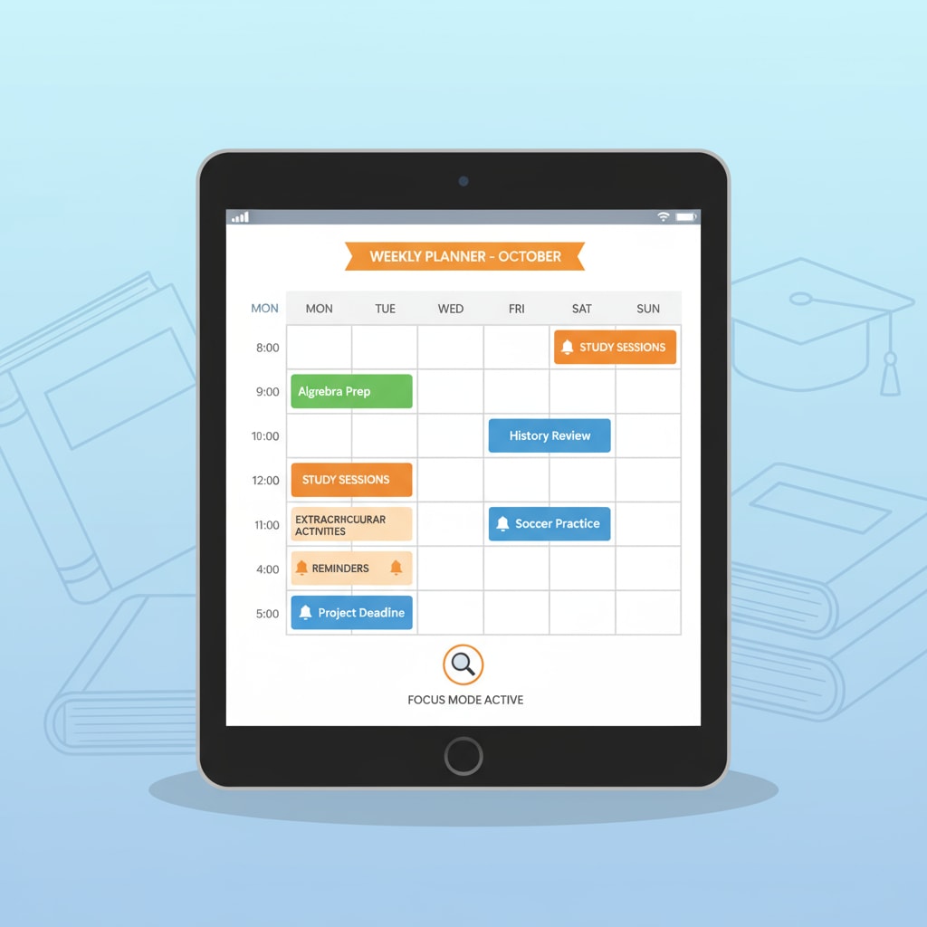 A K12 student using a free digital calendar app to enhance organizational skills