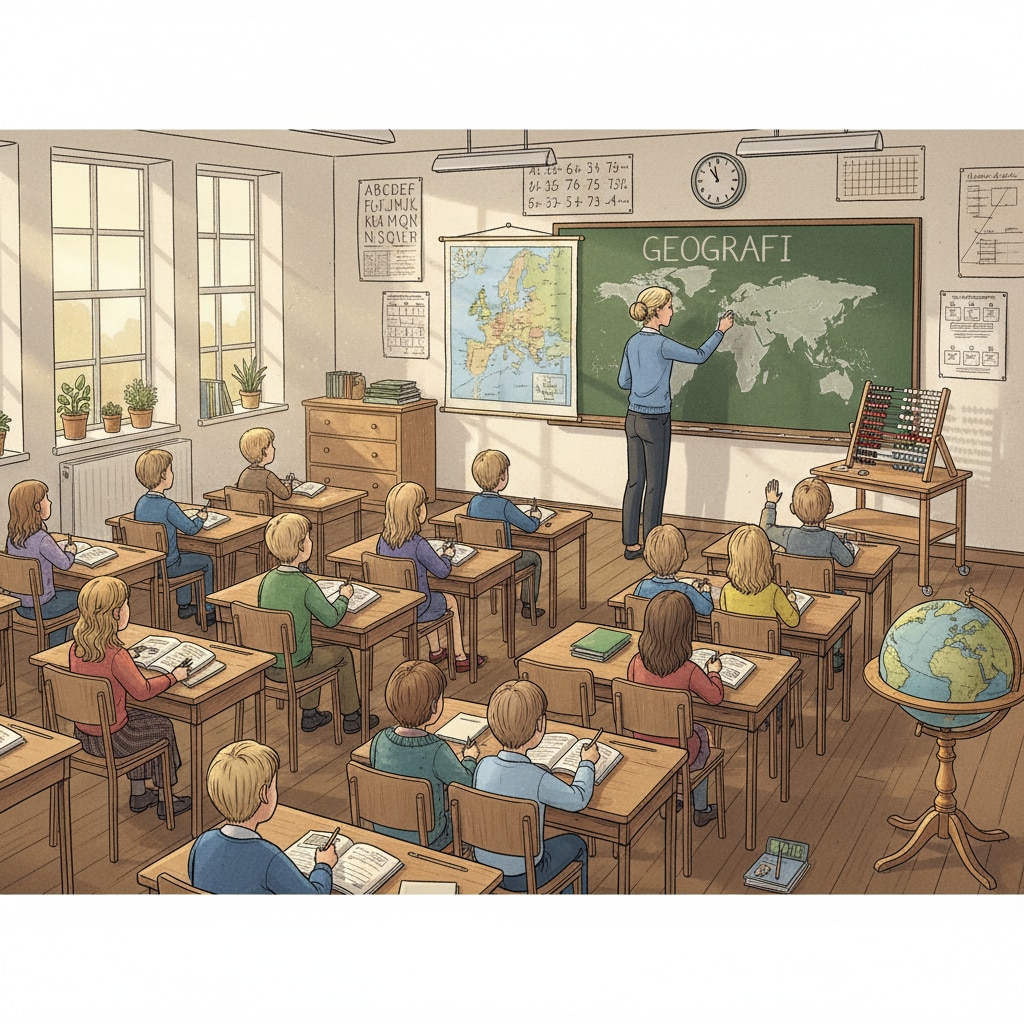 Traditional teaching in a Swedish classroom with educational technology, digital teaching, and traditional teaching methods elements