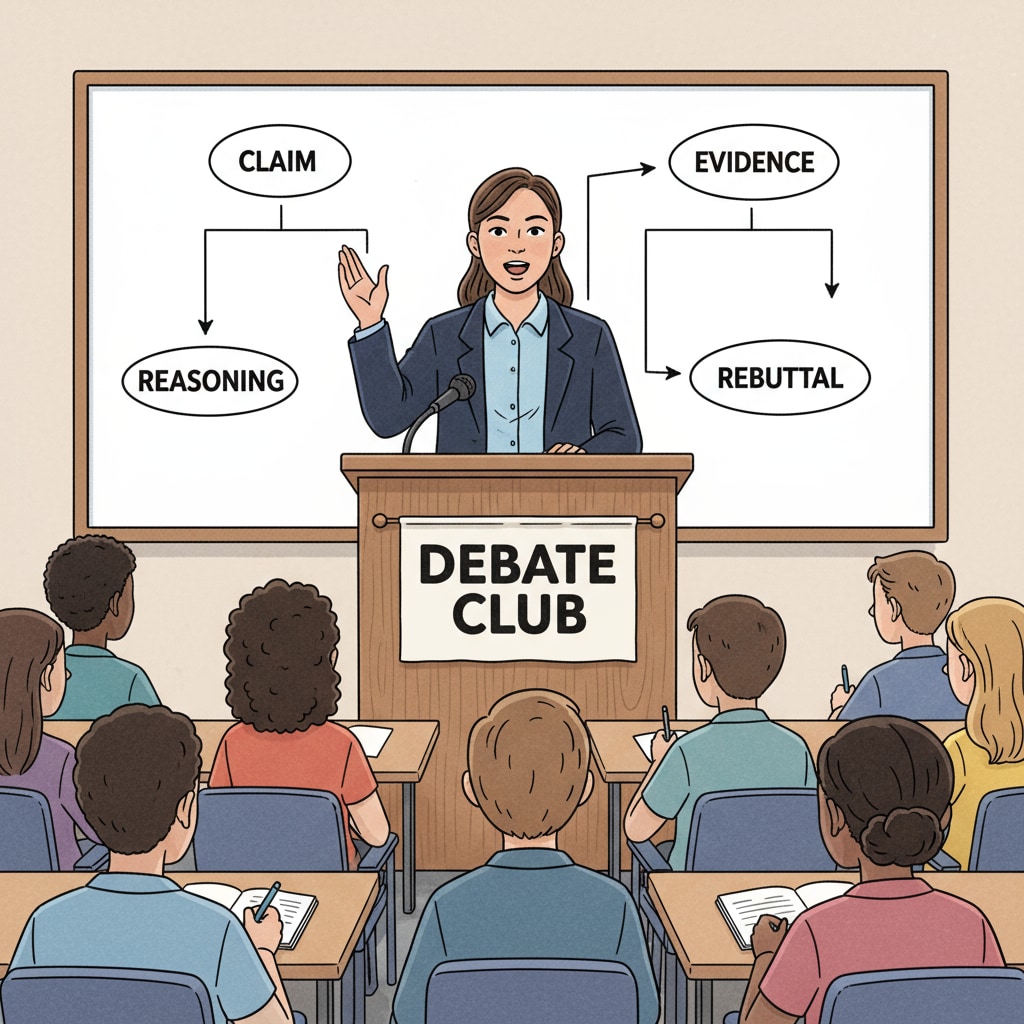 9th grader participating in a debate club for international university application preparation