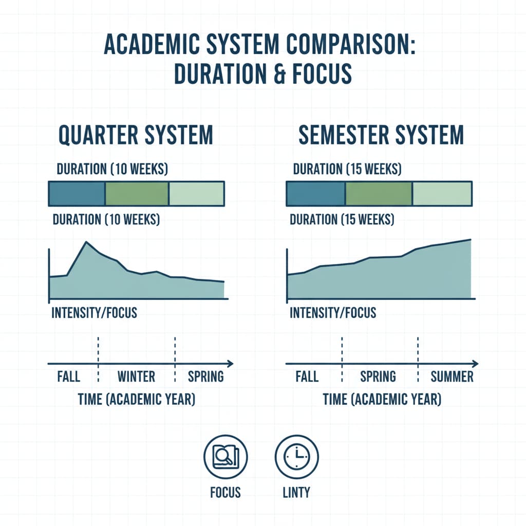 Comparison of quarter system and semester system regarding academic focus