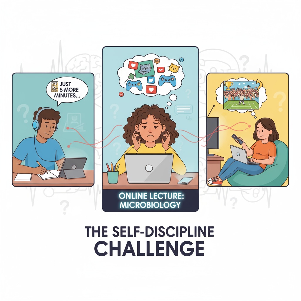 Students struggling with self-discipline during online learning