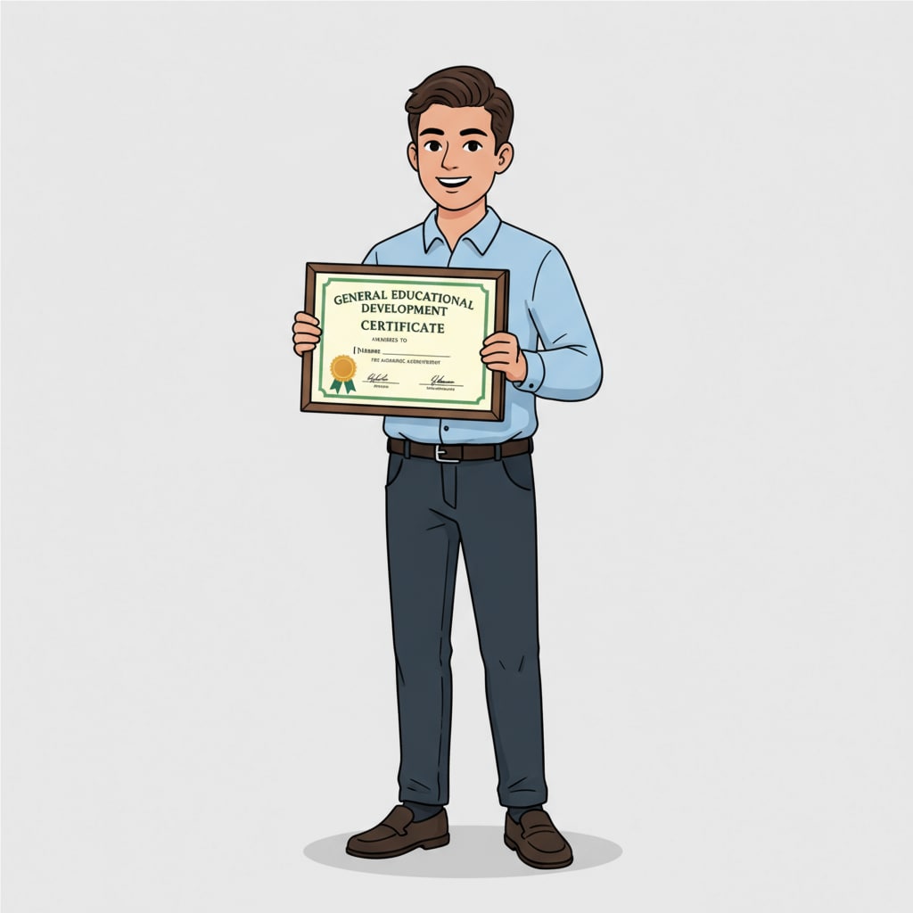 A person with a GED certificate, representing an alternative path in education for high school students interested in a modeling career