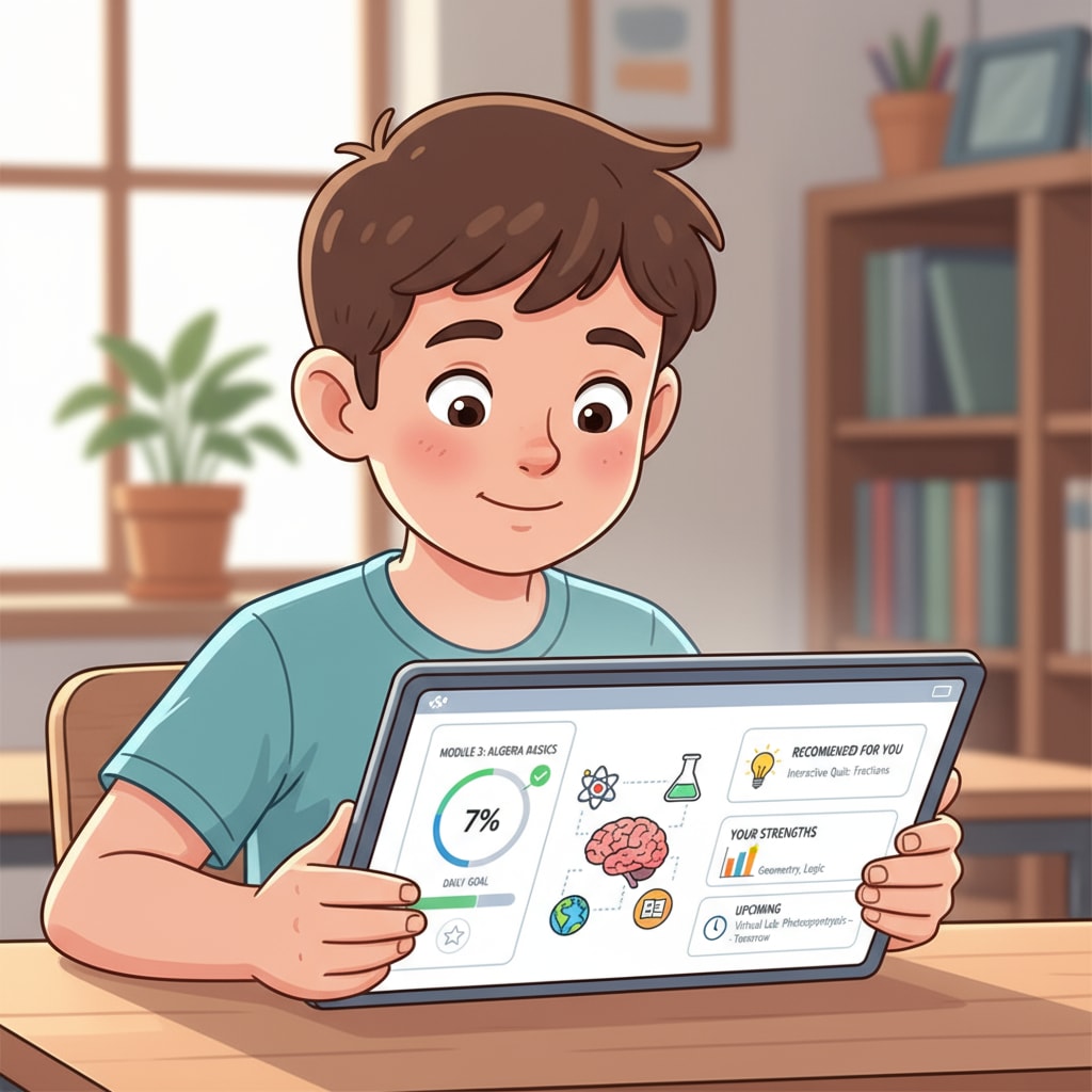 A student using a personalized learning platform