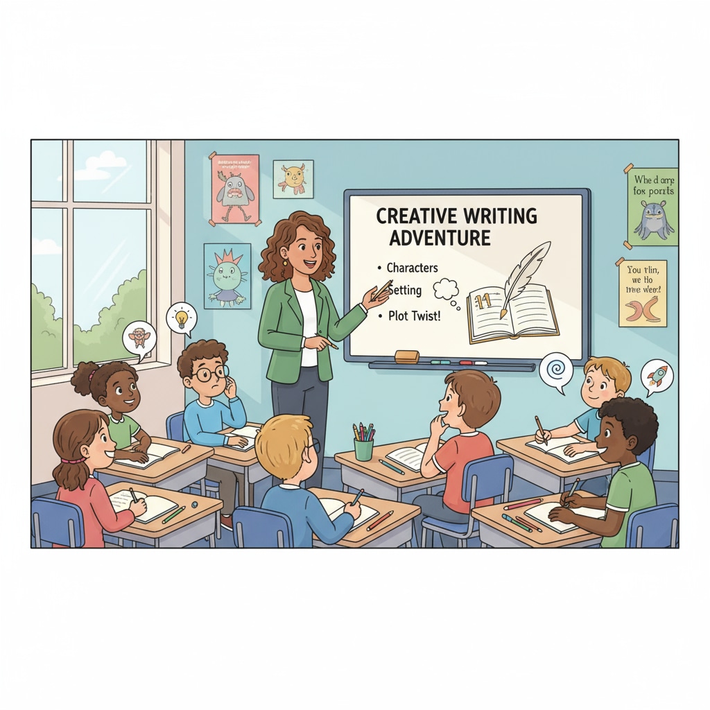 Teacher facilitating the development of students' creative writing skills