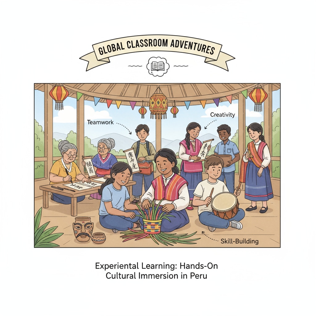 Students participating in a cultural workshop during an overseas trip arranged by a travel company