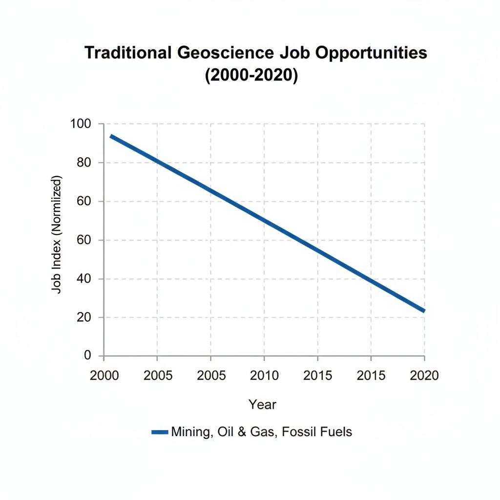 Graph showing employment dilemmas in traditional geoscience sectors for geophysics graduates