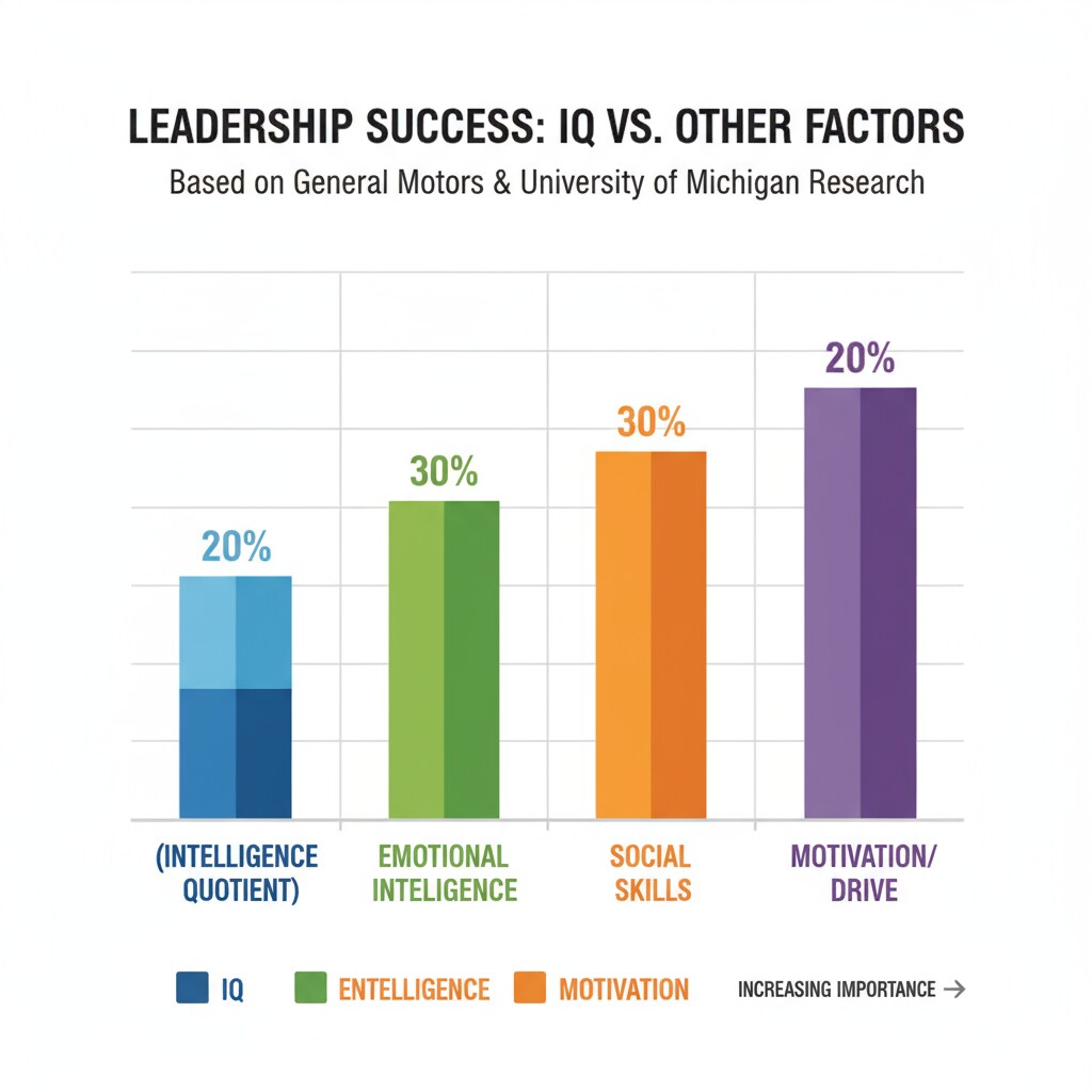 Graph showing the relative importance of factors in leadership as per General Motors and University of Michigan research