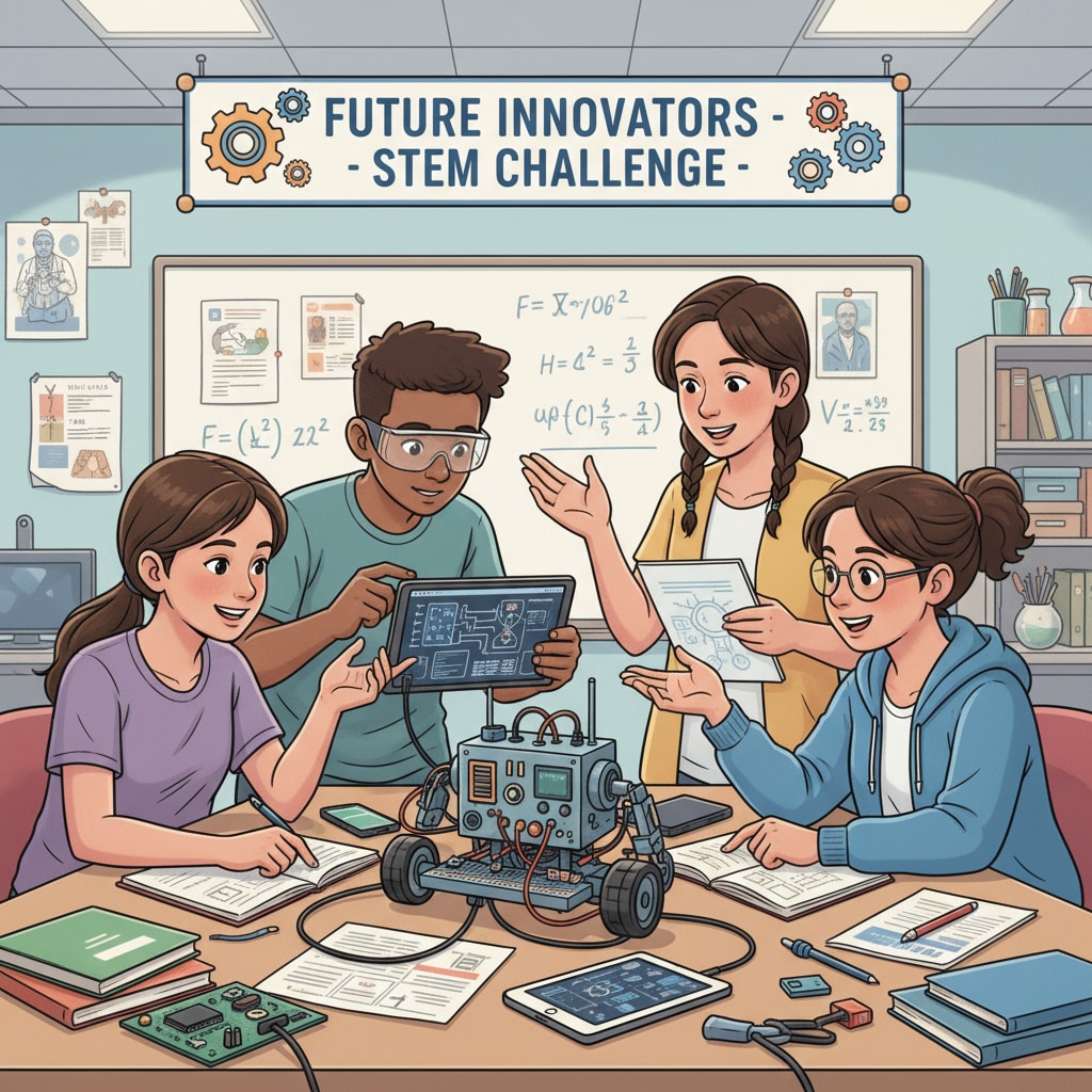 High school students participating in a STEM competition for college application enhancement