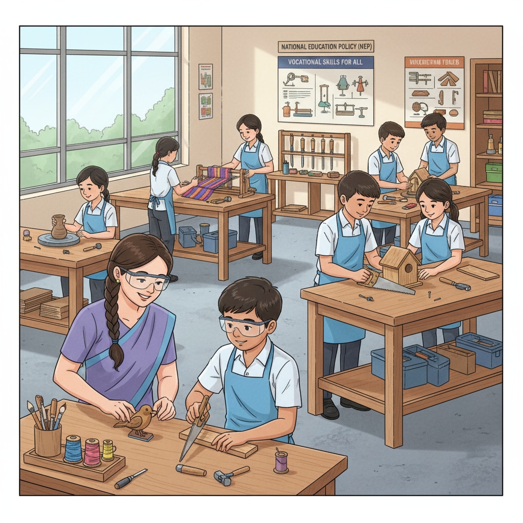Students engaged in vocational activity as part of NEP policy, education reform, implementation experience