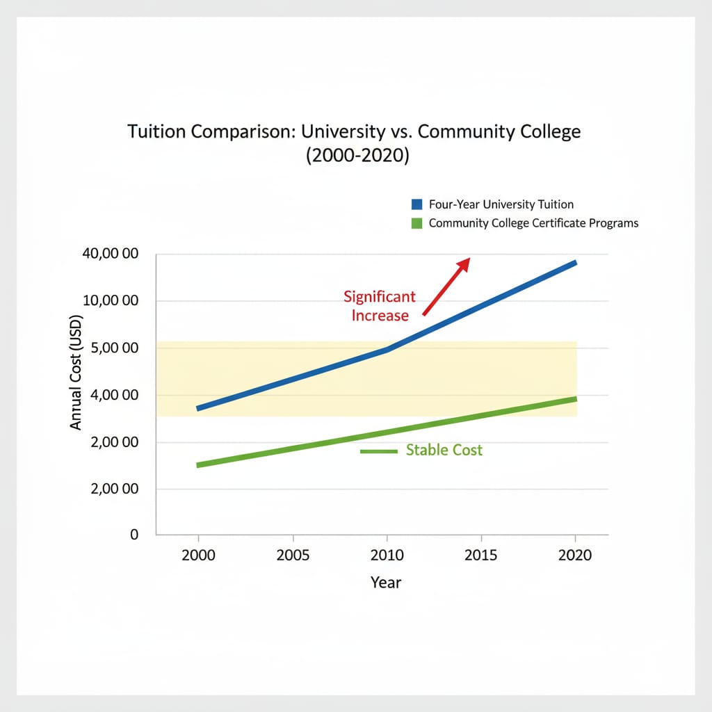 Graph showing tuition fees comparison for educational choices analysis