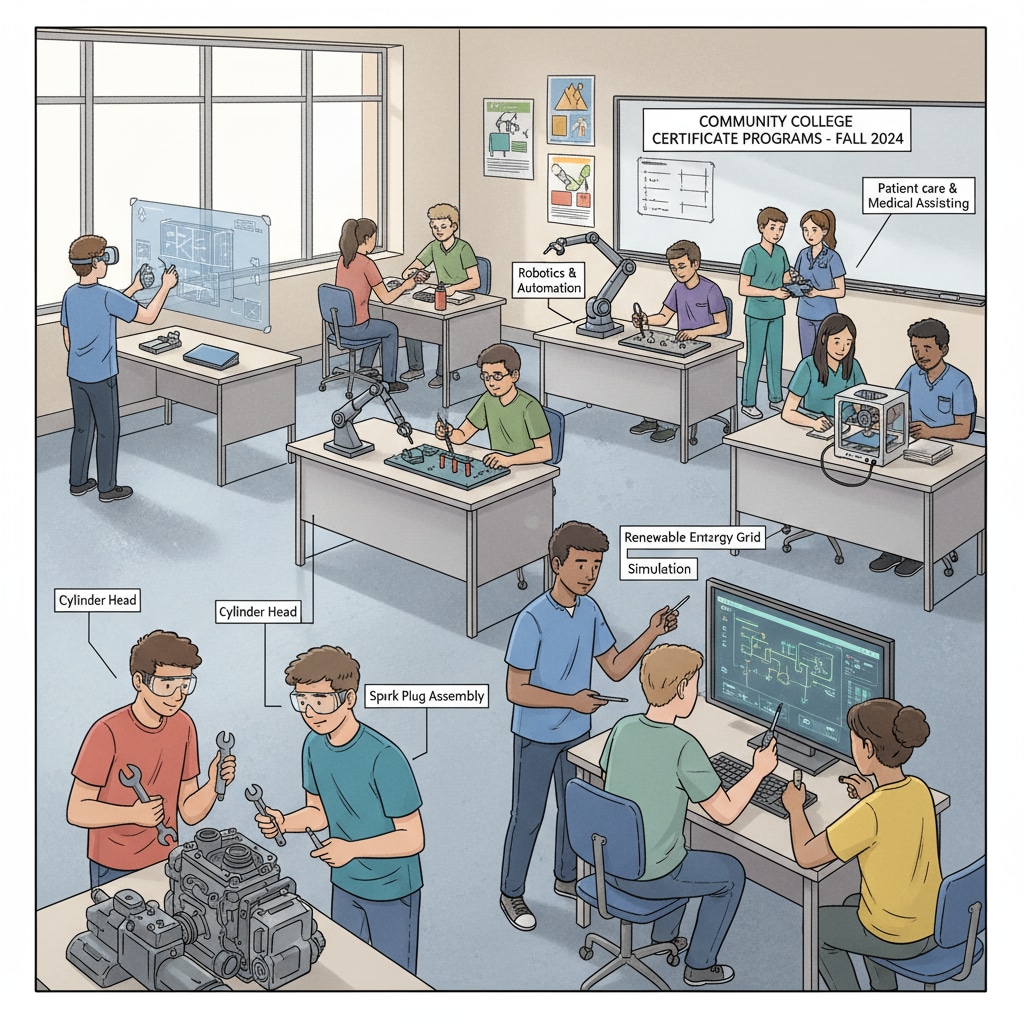 Community college students in a certificate program class for educational choice exploration