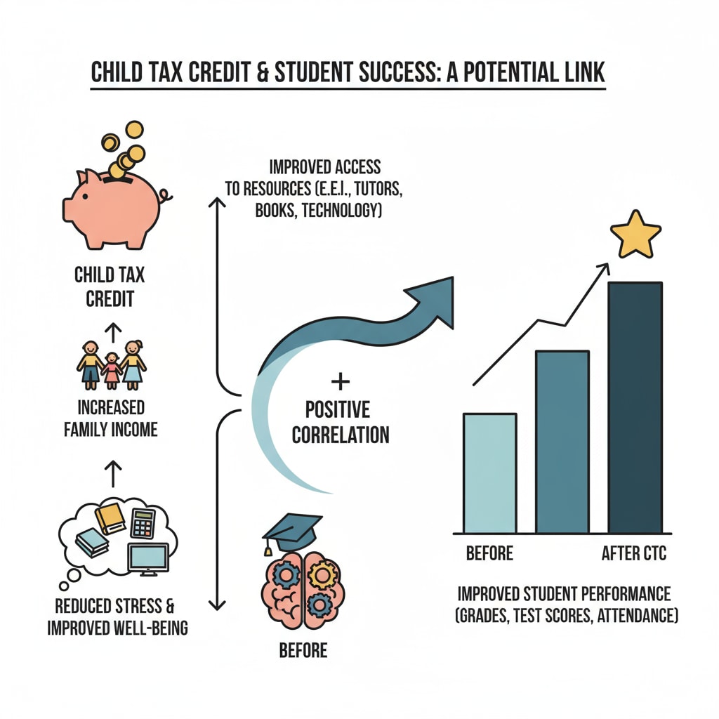 Graph showing the connection between child tax credit and student performance improvement
