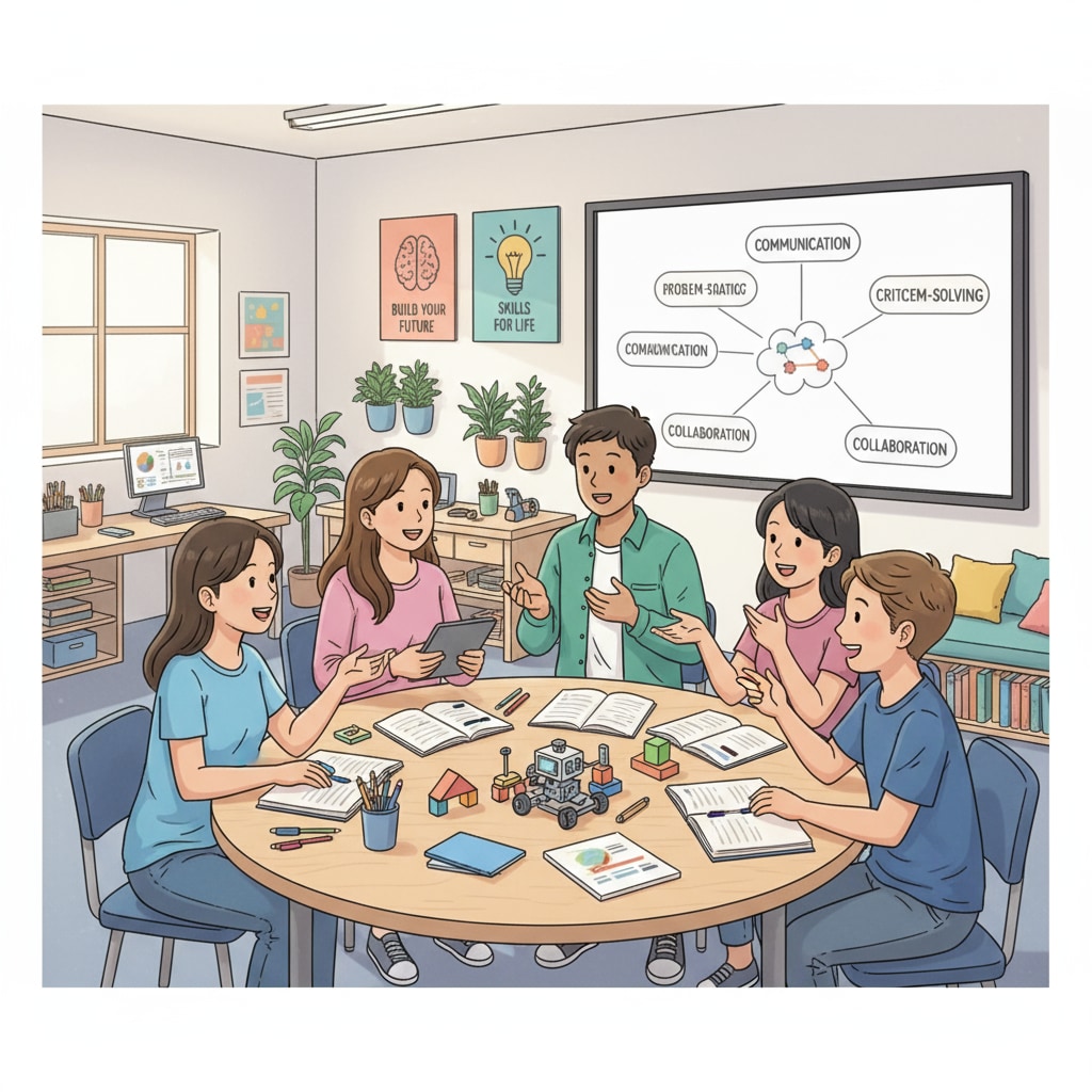 Students learning in a classroom related to real-life challenges, student preparedness, school responsibilities, and life skills