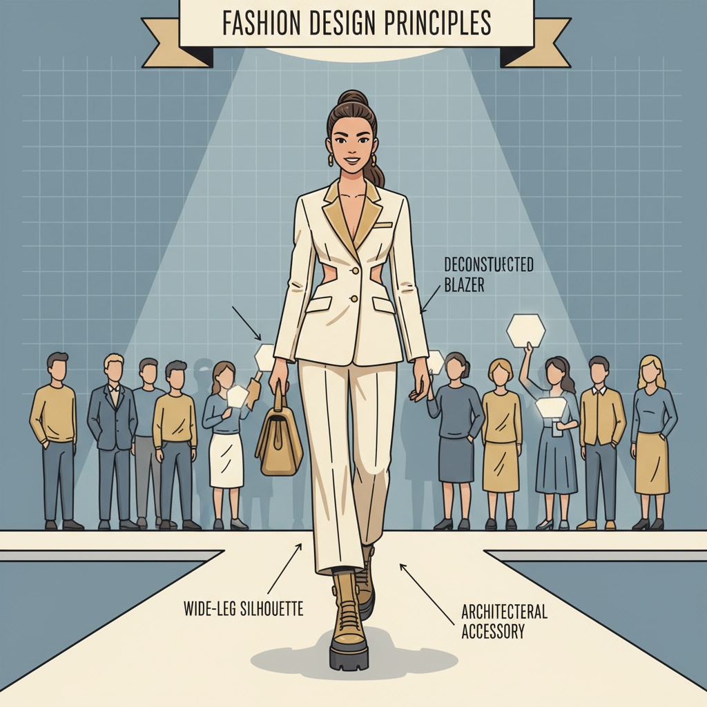 A young and confident model is walking on a runway, wearing fashionable clothes. A model with dreams of a modeling career considering GED or high school education due to mental health