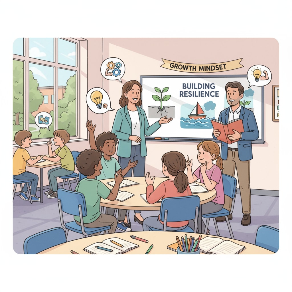 A classroom scene related to resilience education, showing the role of schools in the process.