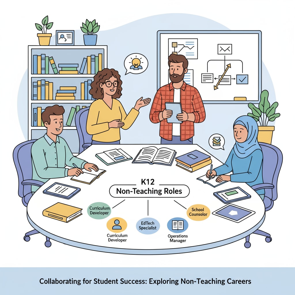 People discussing non-teaching career development in K12 education in an office