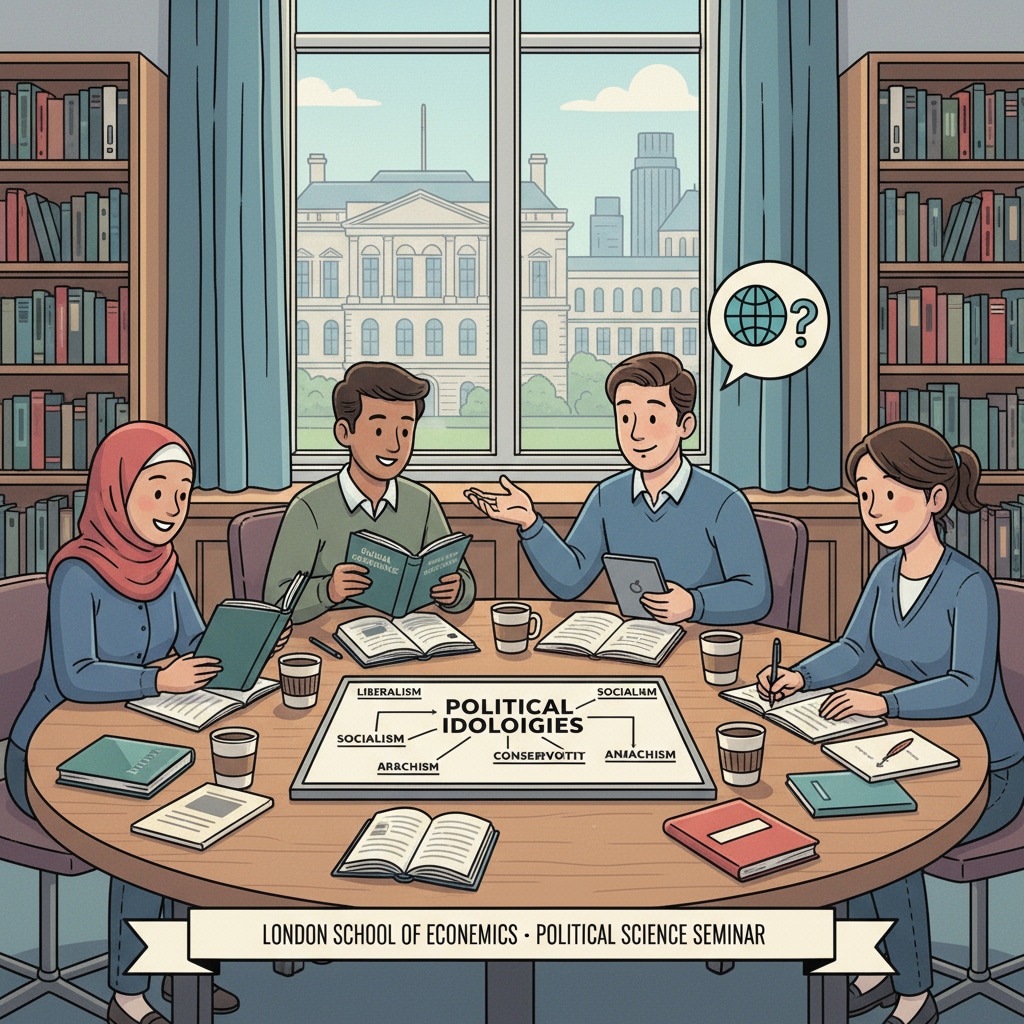Students discussing political science at a top European university as part of political science, European universities, and school recommendations