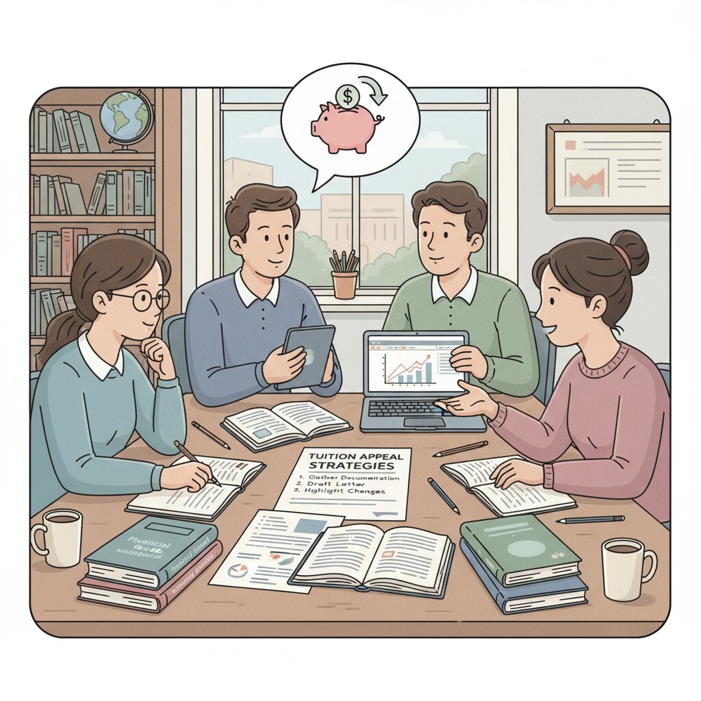 Students discussing tuition appeal strategies related to resident status and AB-540 form in a study room