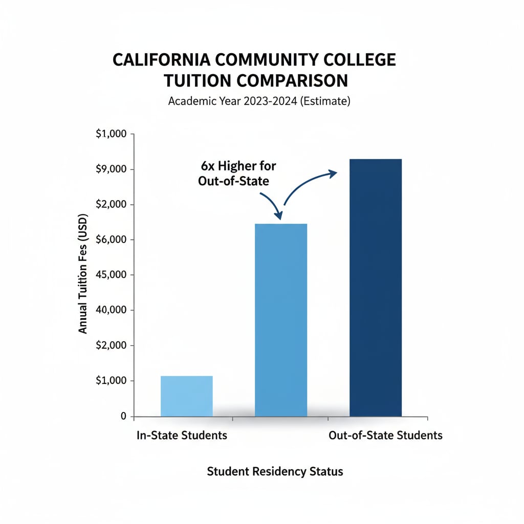 Graph showing in-state and out-of-state tuition differences relevant to tuition appeal, resident status, and AB-540 form