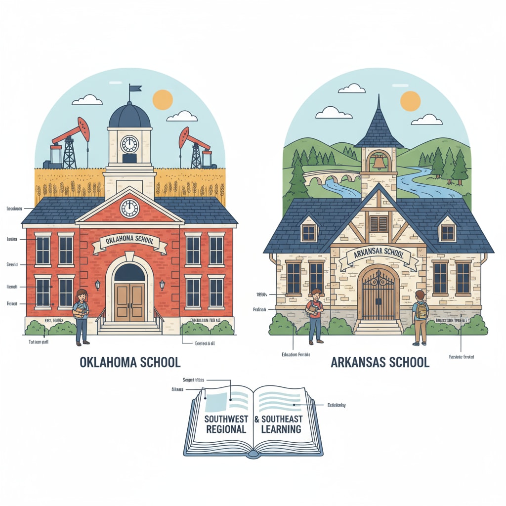 School buildings in Oklahoma and Arkansas related to their educational background