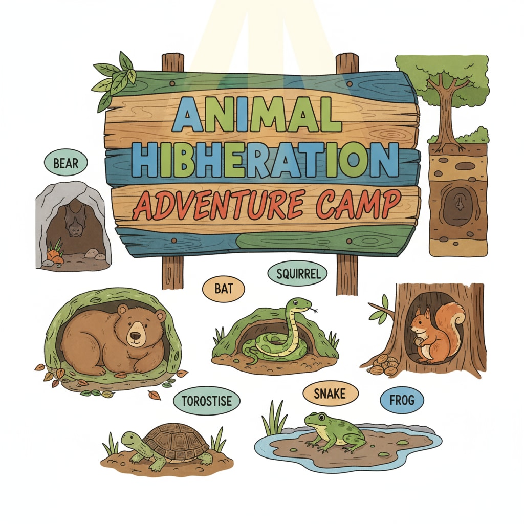 Signboard of an animal hibernation adventure camp
