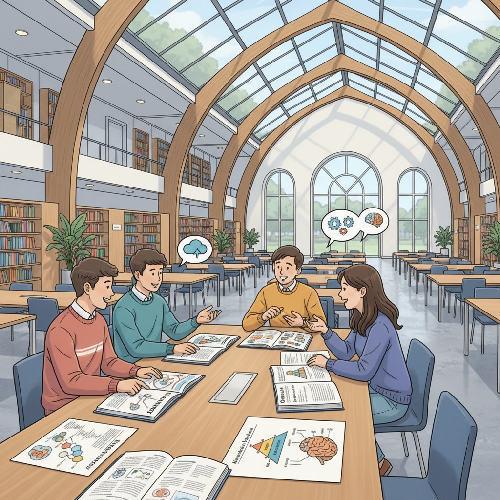 Asian students studying psychology in a library, relevant to Asian study abroad, psychology major, transgender students
