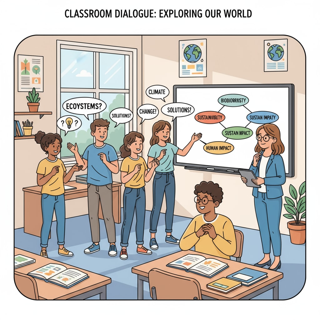 Classroom scene of students discussing related to language differences and cognitive development in the context of 