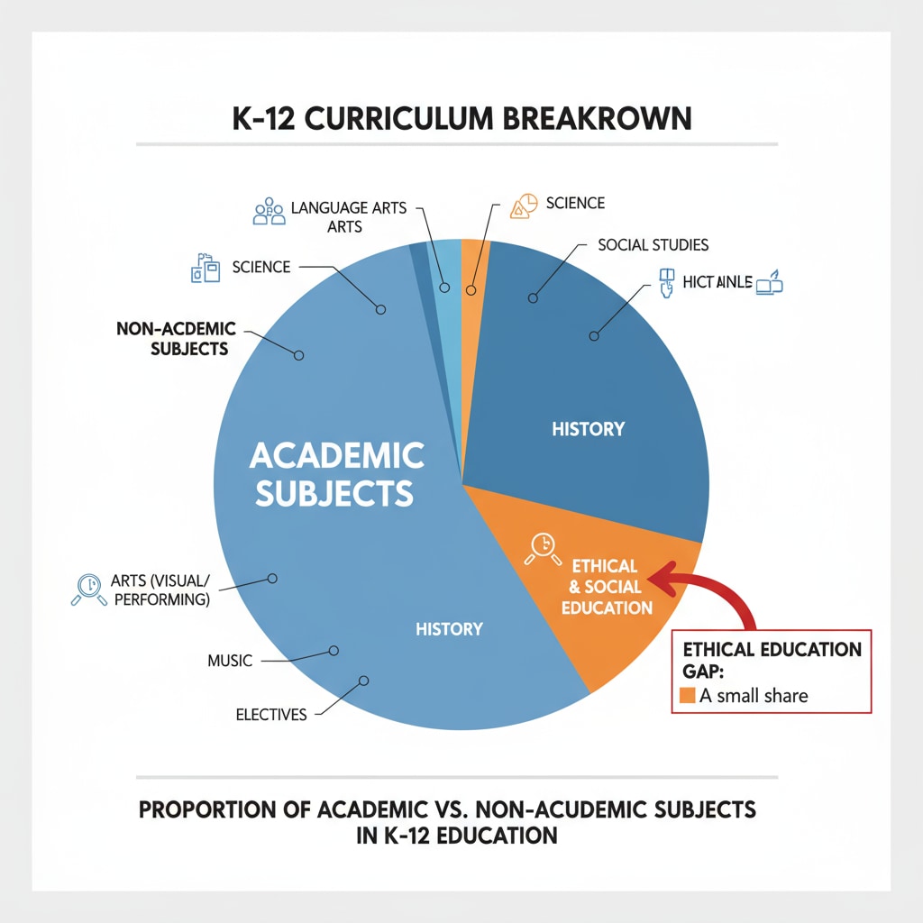 Graph highlighting the ethical education gap in K12 education in the context of educational reform