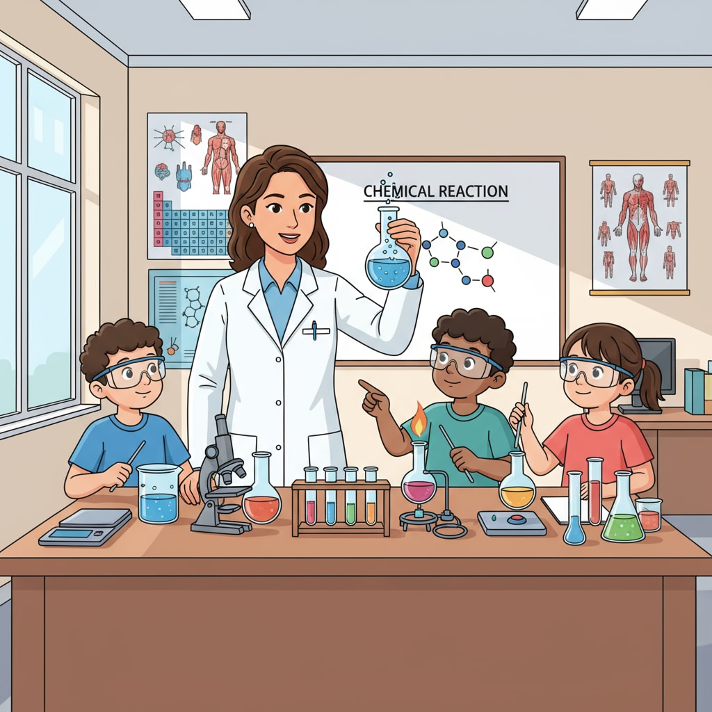 Science teacher influencing students through hands - on experiment