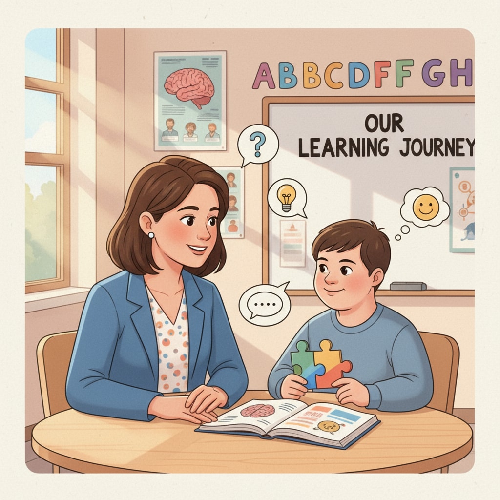 Special educator demonstrating patience and communication skills in the classroom