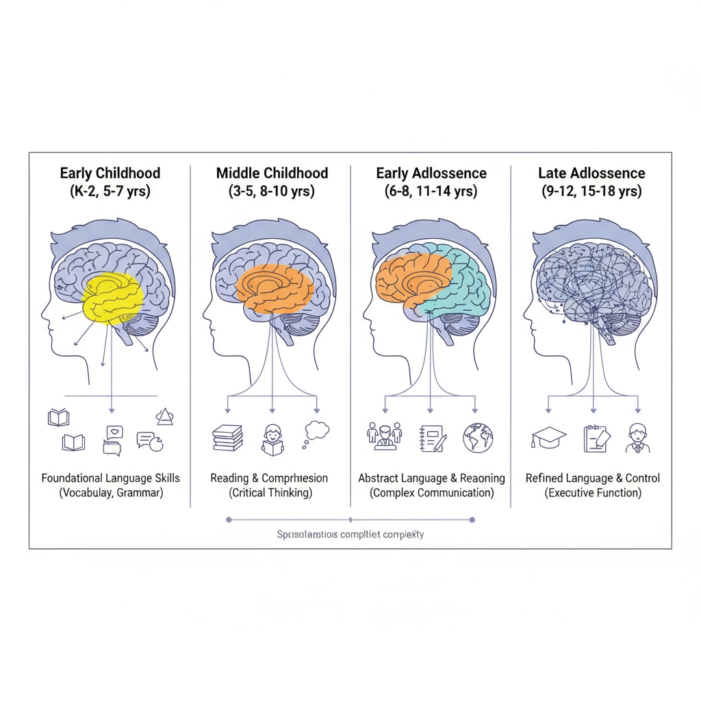 Brain development illustration for K12 students relevant to multilingual learning