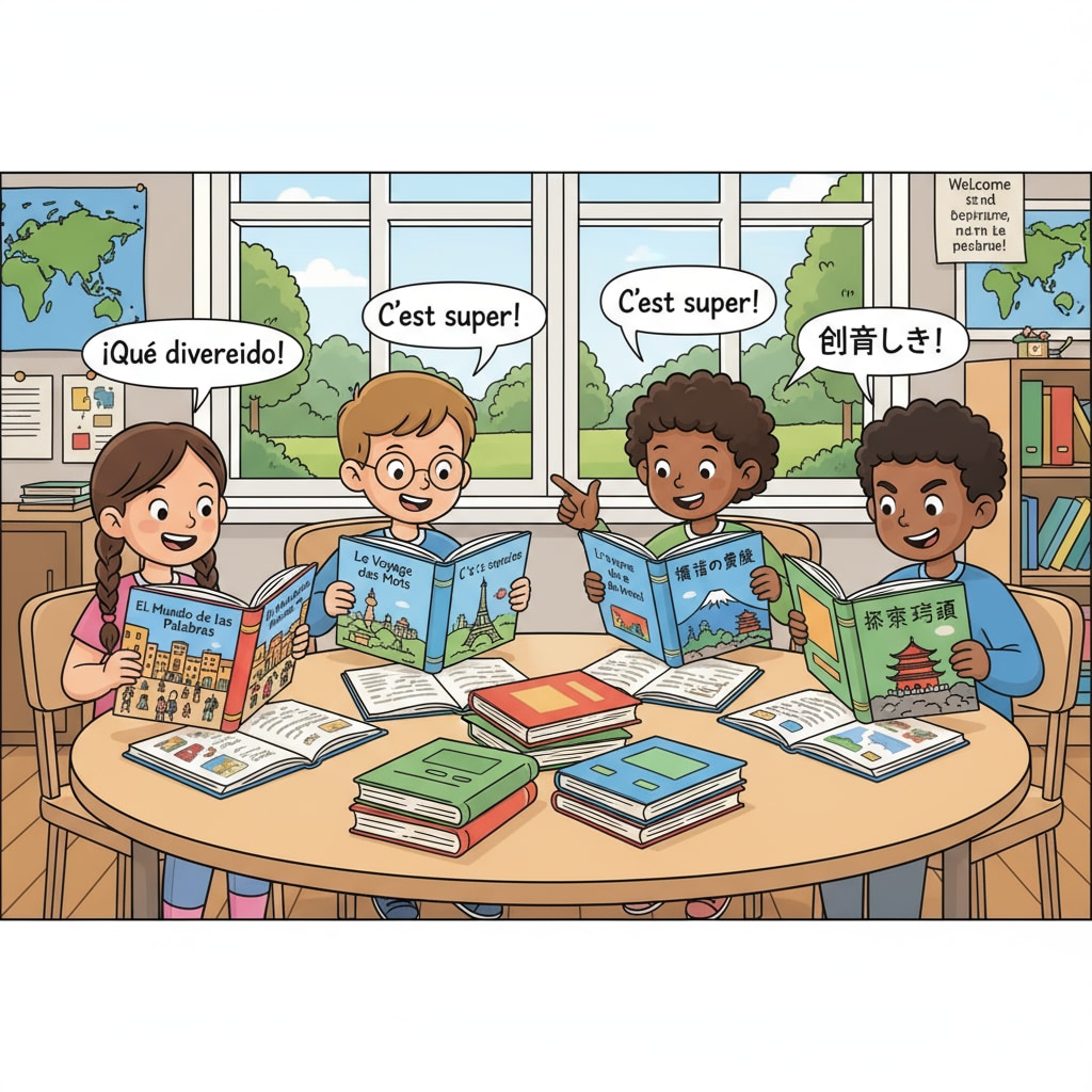 Children engaged in language learning to explore knowledge and cultures