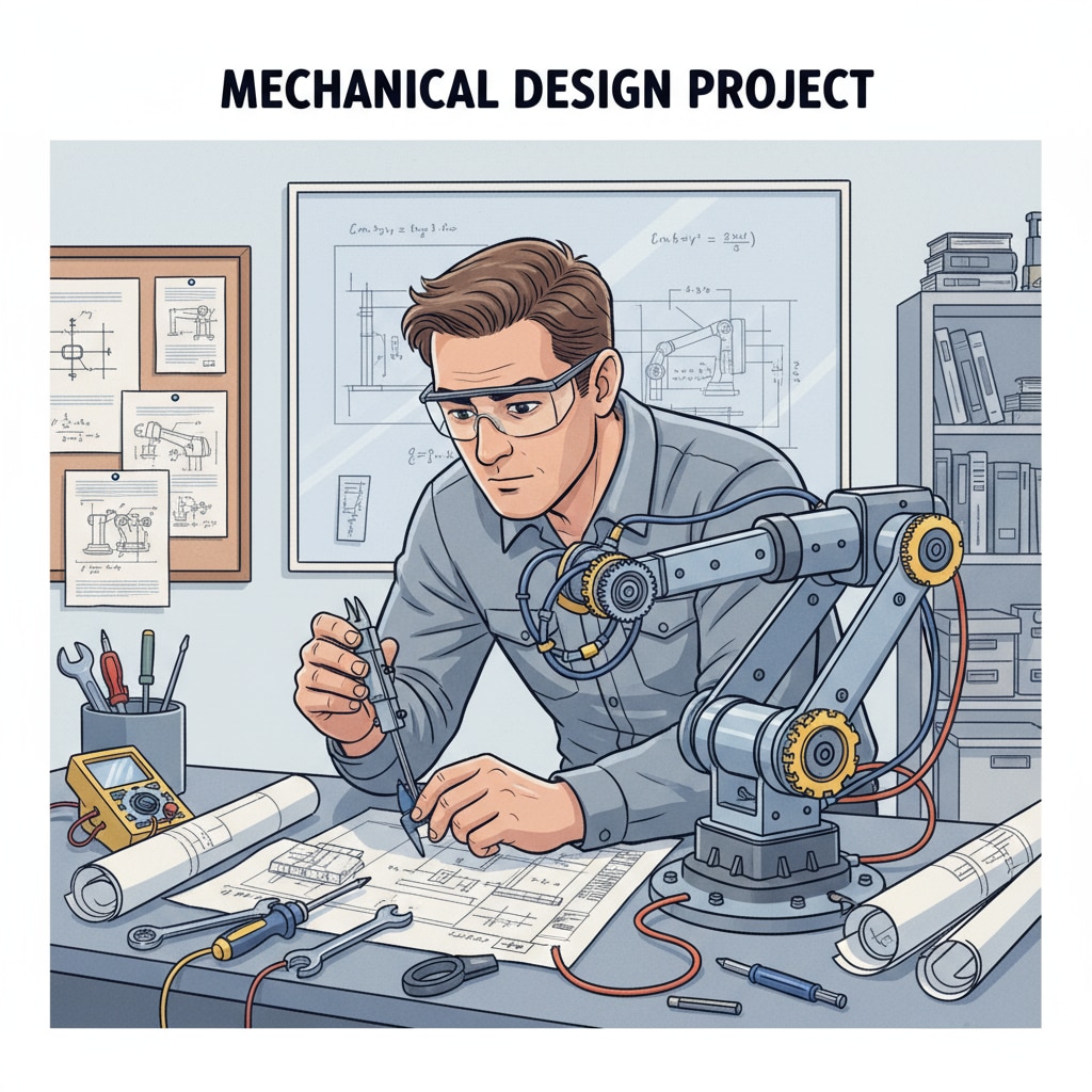 A mechanical engineer engaged in a project related to mechanical engineering before the career transition to math education
